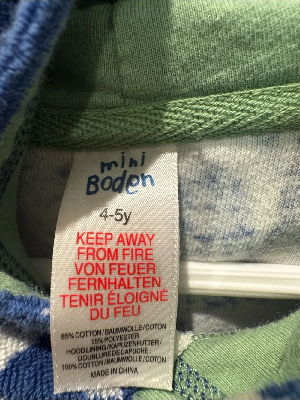 Kids Boden terry cloth  swim coverBlue Hooded Pullover with White Star Print